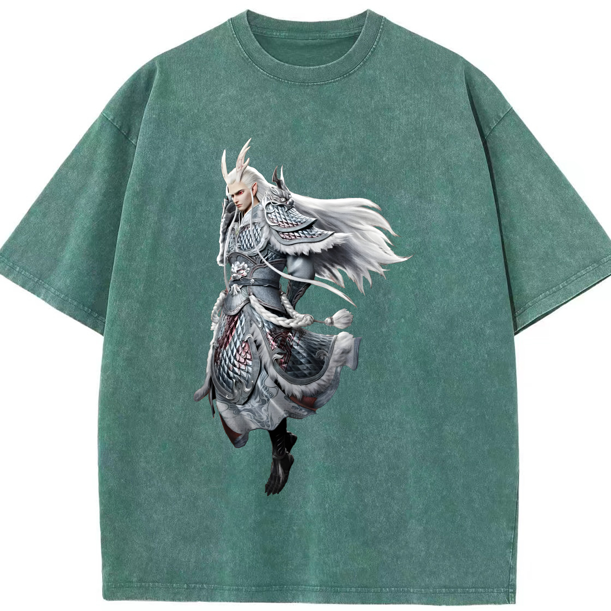 （画像用） Ne Zha 2 ナタ 魔童の大暴れ 綿100% ヴィンテージ風 半袖Tシャツ（フロントプリント）